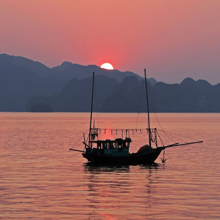 Vietnam, Halong bay, fish boat